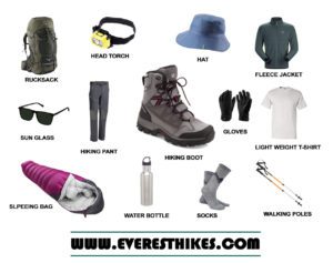 Personal gears for trekking