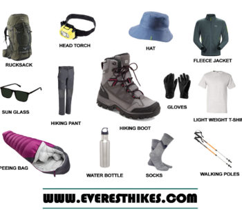Personal gears for trekking in Nepal