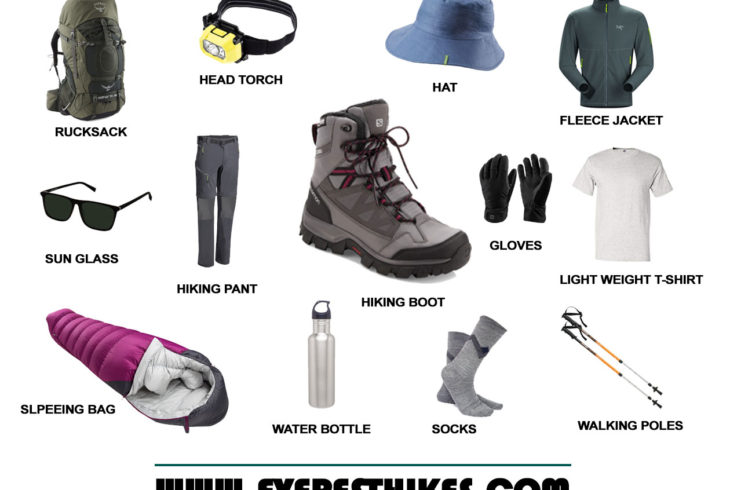 Personal gears for trekking in Nepal