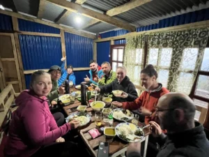 Makalu Base Camp Trek - 12 days 2 Trekkers enjoying food during the trek.